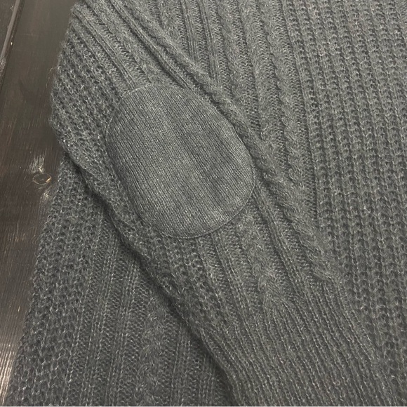 Caslon Gray Knitted Mohair Wool Blend Long Sleeve Sweater Size M Elbow Patch - Picture 8 of 8